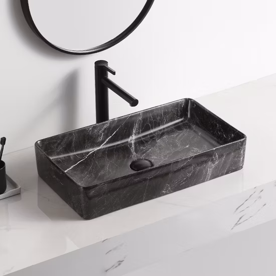 High End Decoration Ceramic Cabinet Basin Customizable Countertop Vessel Sink Square Bathroom Sink