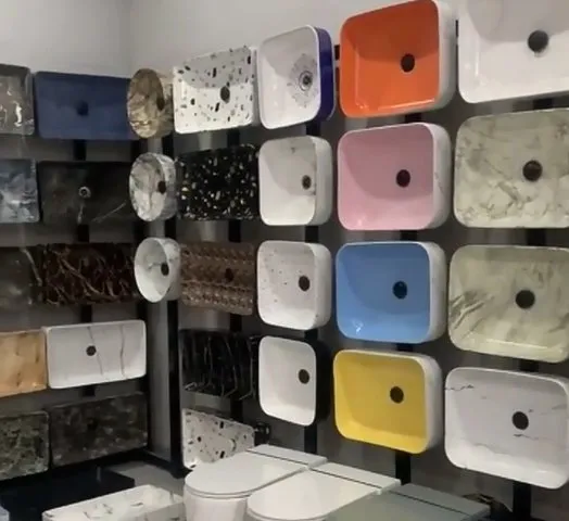 High End Decoration Ceramic Cabinet Basin Customizable Countertop Vessel Sink Square Bathroom Sink