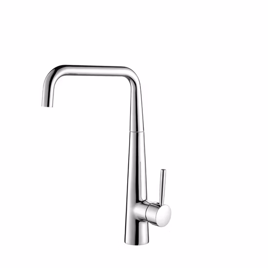 Mezclador monomando de cocina de latón con caño alto