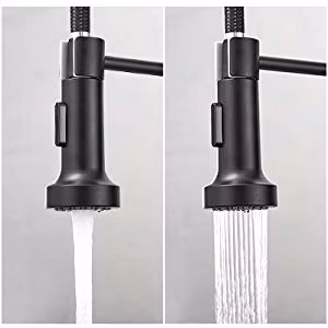 Aquacubic Grifo de cocina negro con resorte extraíble, montado en cubierta, de latón macizo, sin plomo, directo de fábrica, certificado Cupc